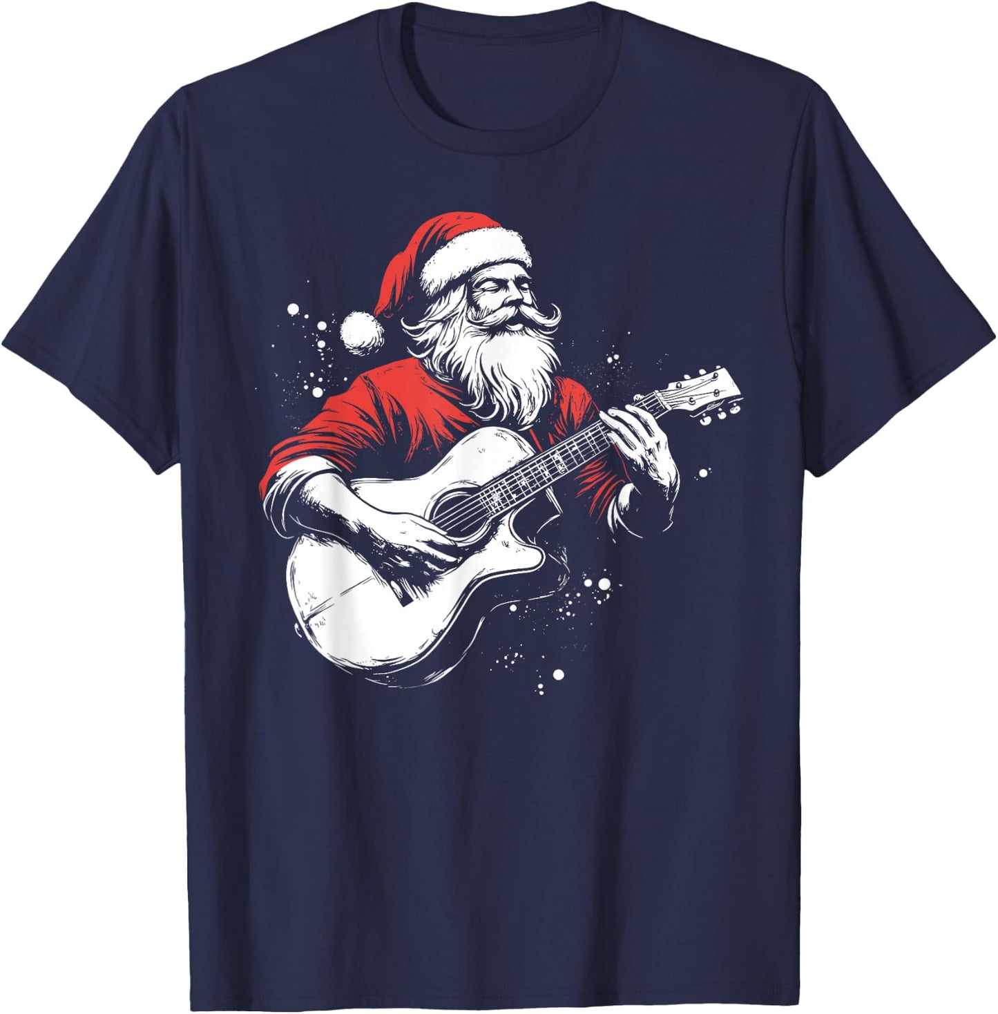 Santa Playing Guitar Christmas Musician Guitarist Funny T-Shirt - T-Shirt | Navy