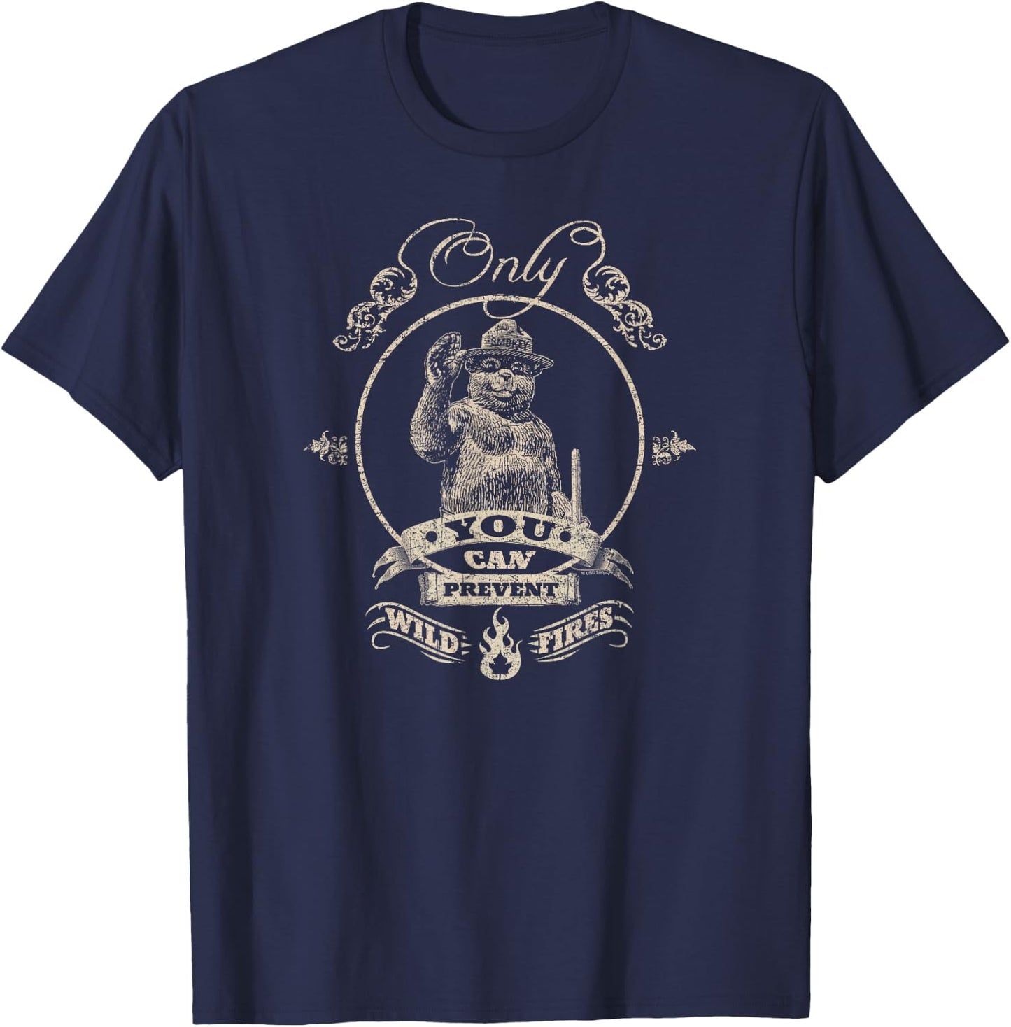 Smokey Bear Smokey Arabesque Version 2 T-Shirt - T-Shirt | Navy