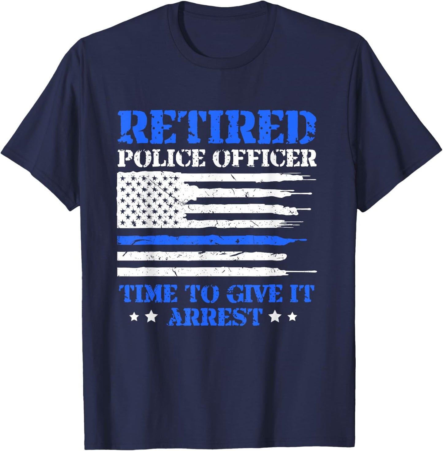 Police Officer Retirement Appreciation Gift Shirts -Adults Black Modern Letter Print Small Short Sleeve T-Shirt - T-Shirt | Navy