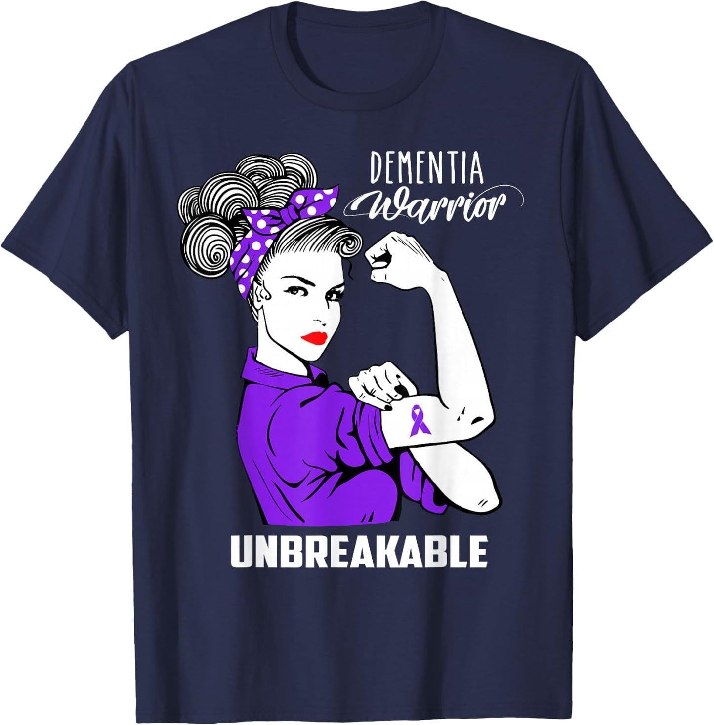 Dementia Warrior Unbreakable Shirt Dementia Awareness Gift T-Shirt - T-Shirt | Navy