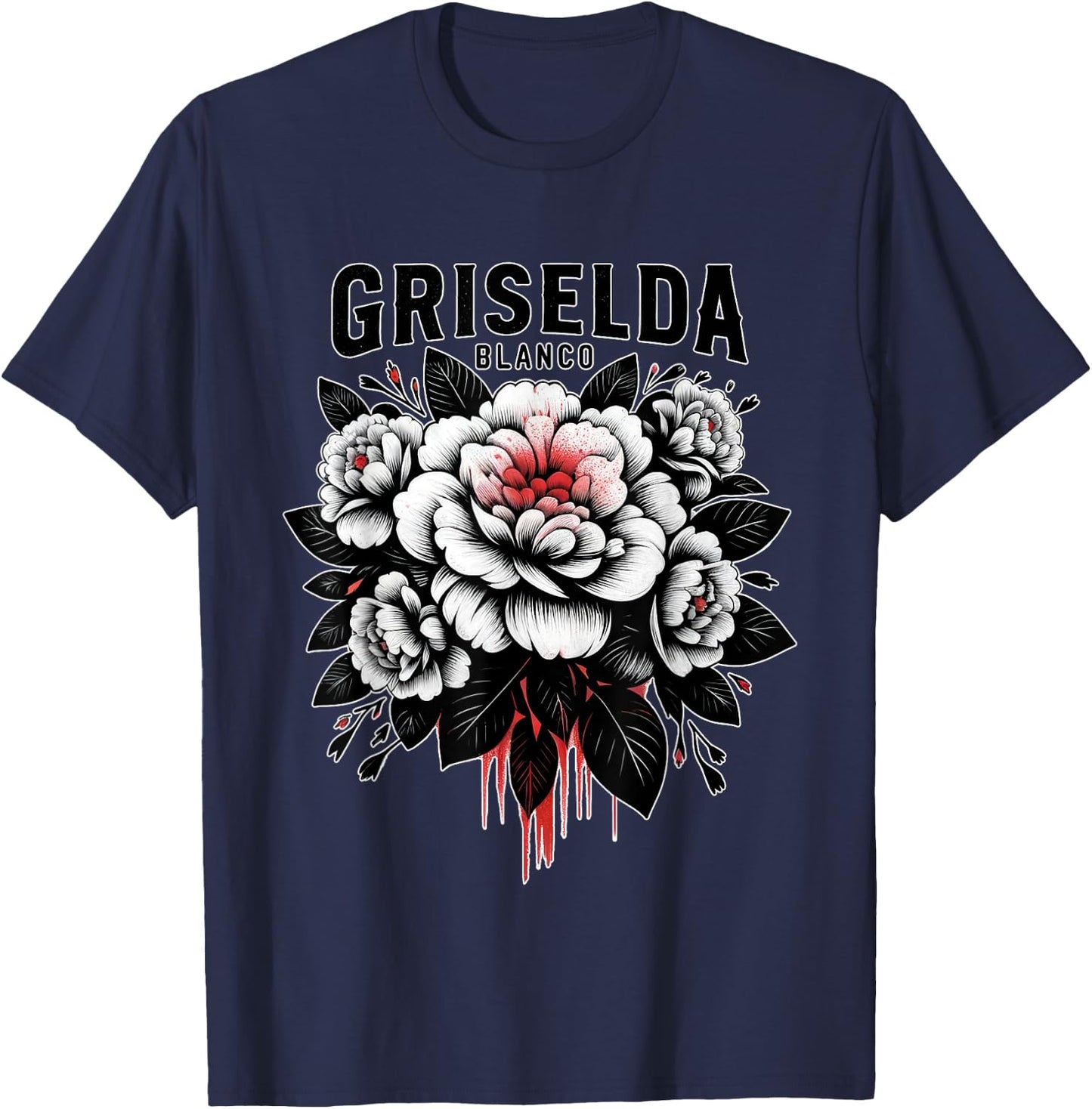 Griselda Blanco Floral Art T-Shirt - T-Shirt | Navy