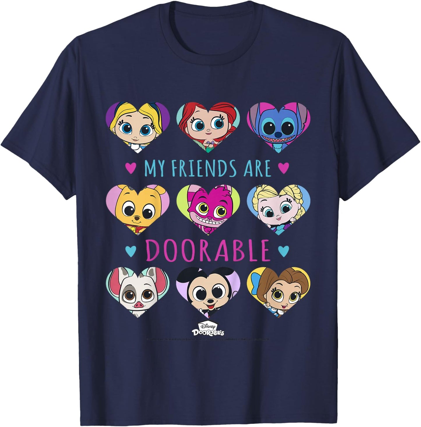 Disney Doorables Heart Friends Group Shot T-Shirt - T-Shirt | Navy