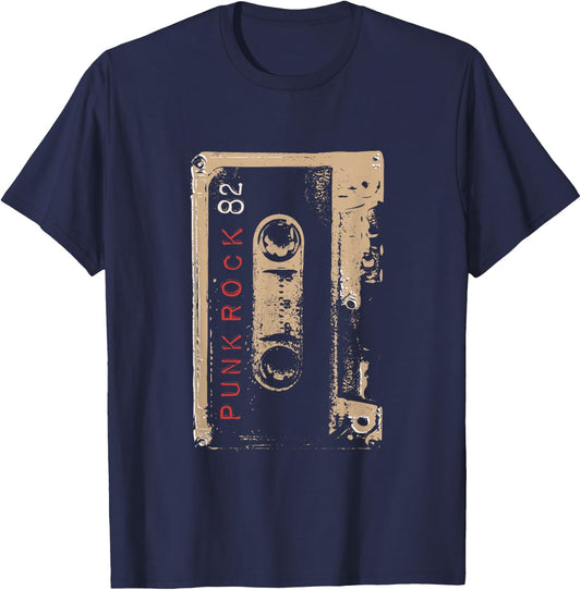 Punk Rock 80's Concert Mixtape Cassette Vintage T-Shirt - T-Shirt | Navy
