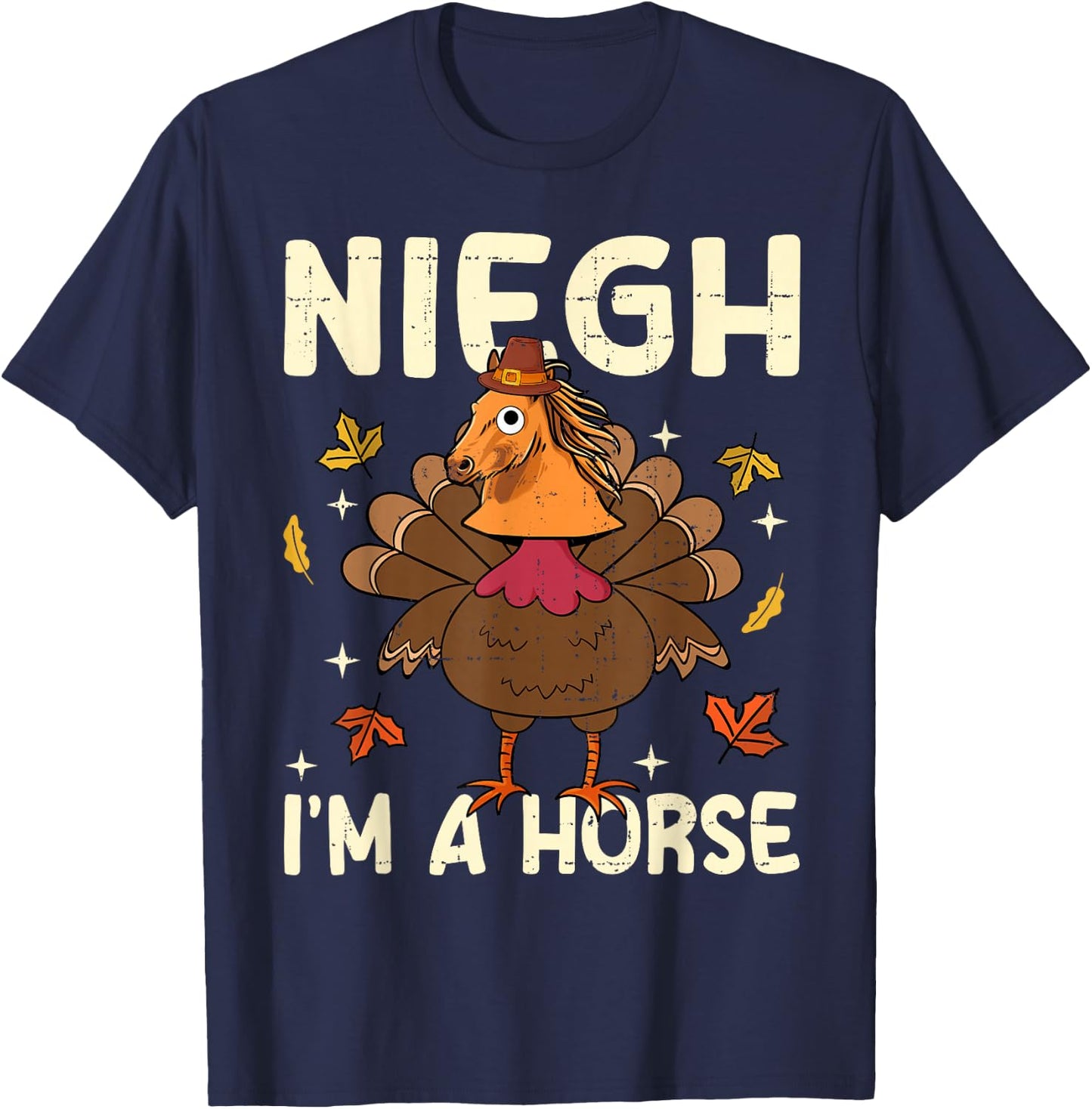 : -Adults, Kids; Black; Small; Short Sleeve; ; Thanksgiving Celebration; Modern Animal Print; Cotton Blend T-Shirt - T-Shirt | Navy