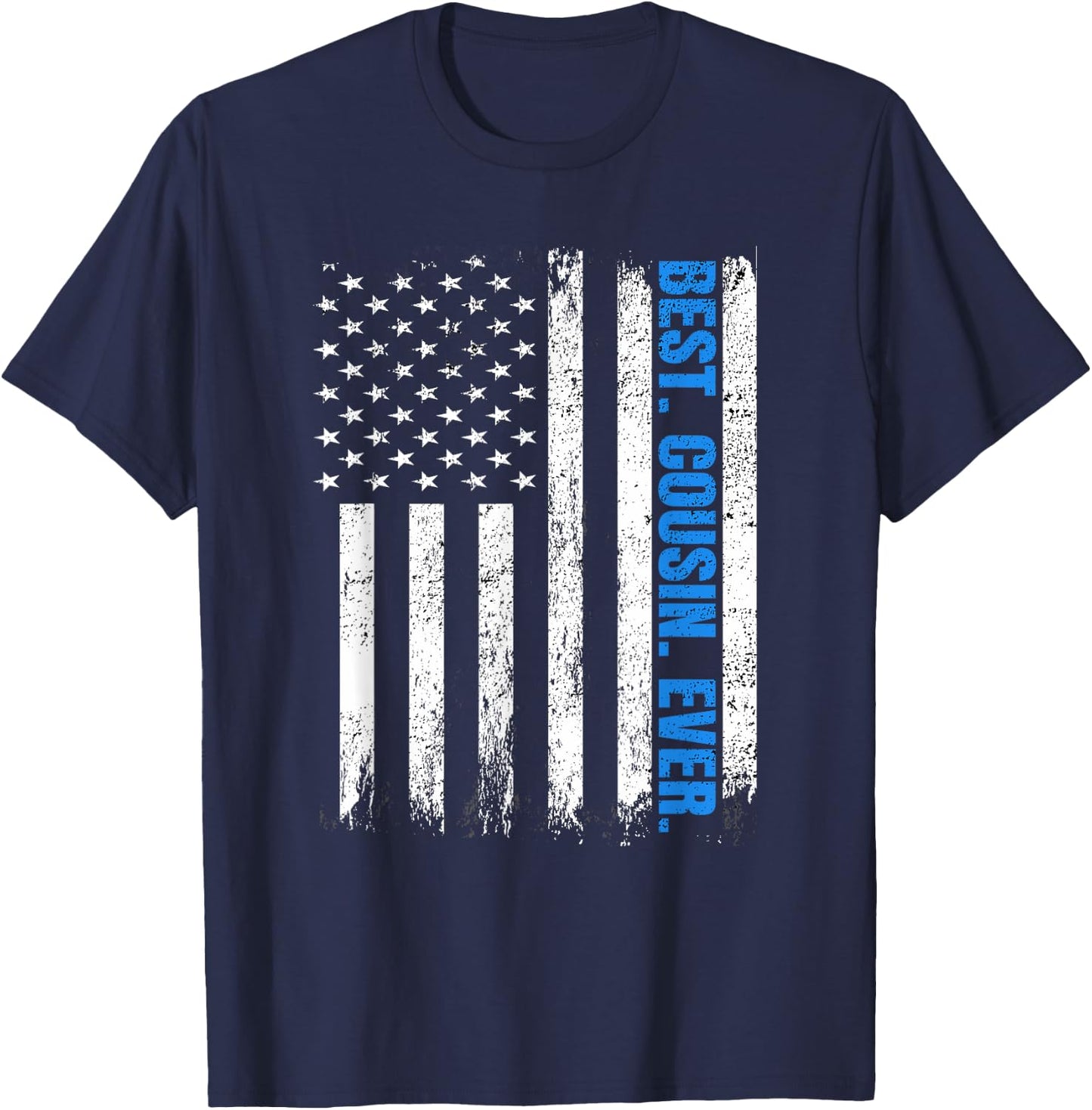 Best Cousin Ever USA Flag Fathers Day Police Blue Line Kids Men T-Shirt - T-Shirt | Navy