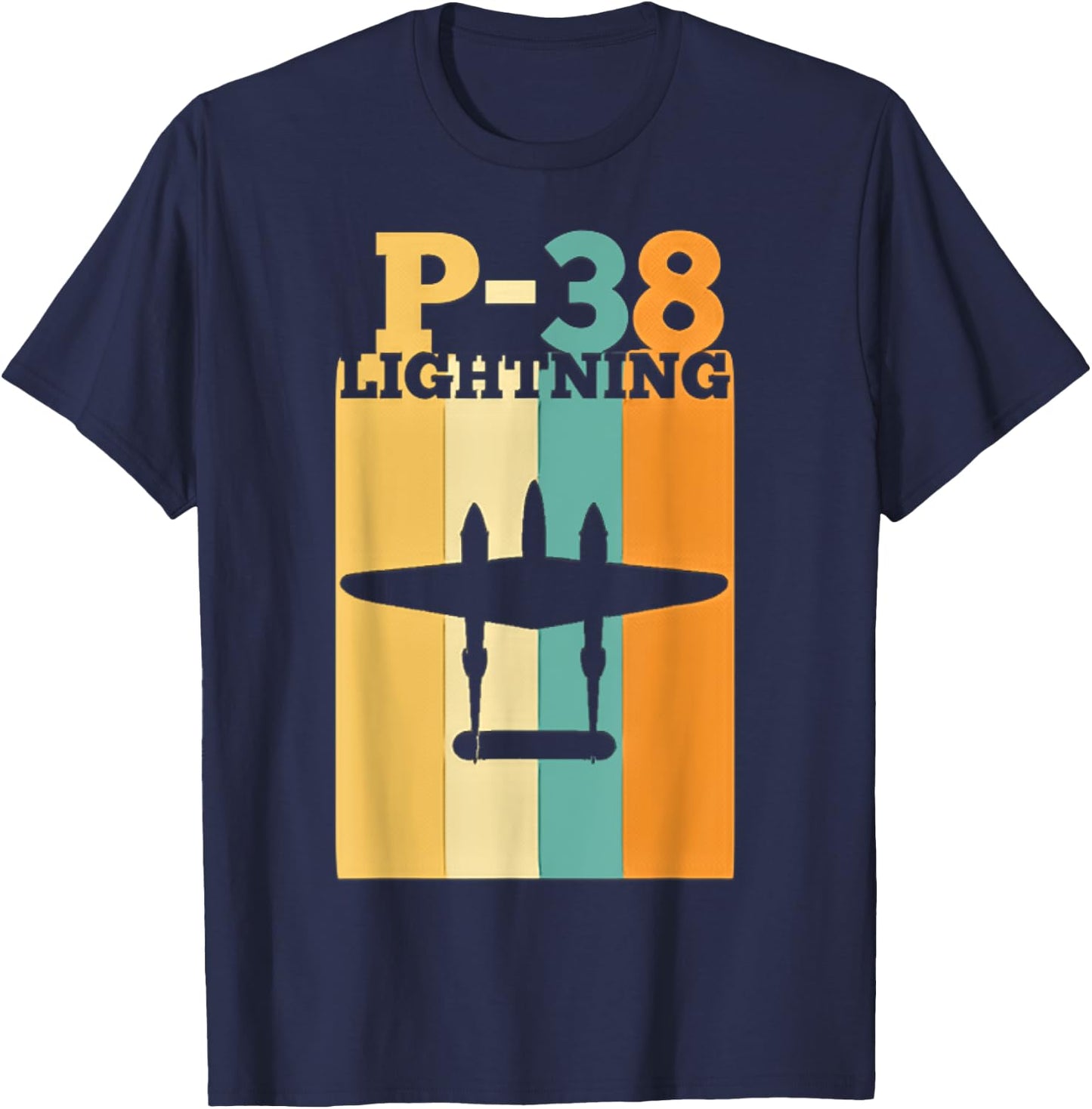 Vintage Warbird P-38 Lightning Fighter Airplane T-Shirt - T-Shirt | Navy