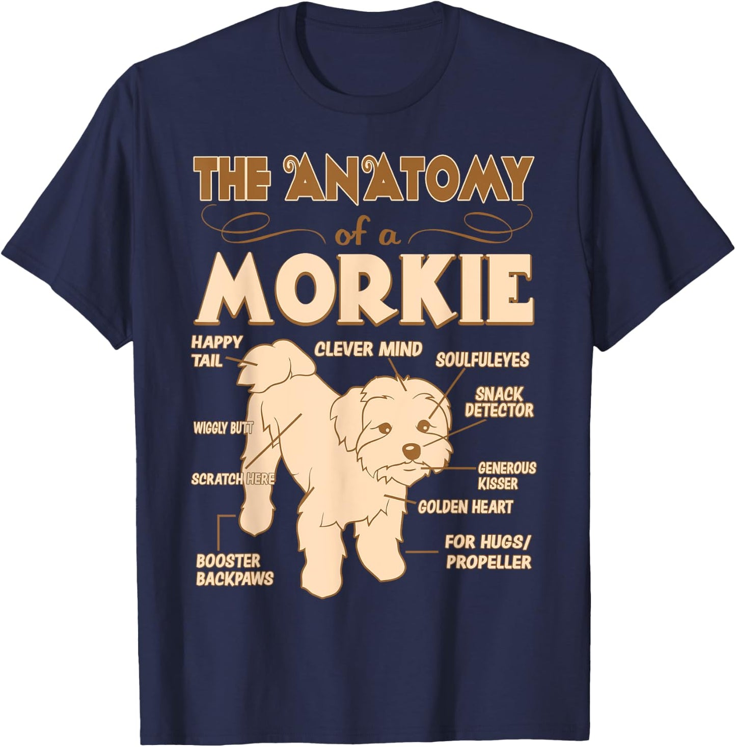 The Anatomy Of Morkie Pet Lovers Gift T-Shirt - T-Shirt | Navy