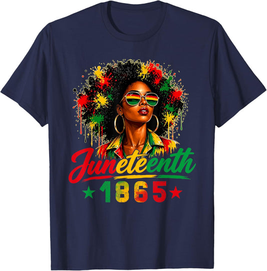 Juneteenth Celebrating Freedom African American Women 1865 T-Shirt - T-Shirt | Navy