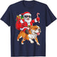 Christmas Santa Claus Riding English Bulldog Xmas Boys Dog T-Shirt - T-Shirt | Navy