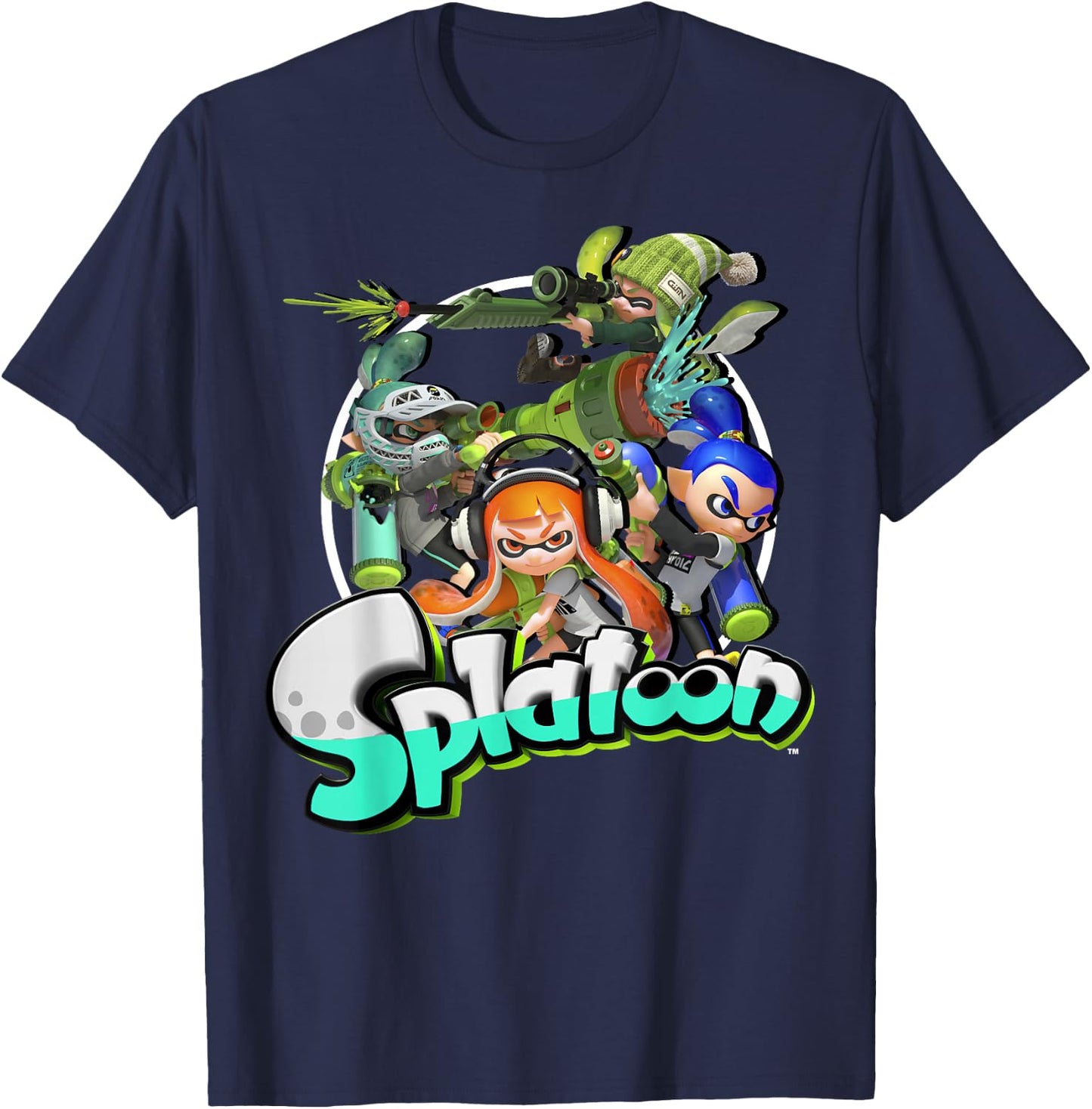 Nintendo Splatoon Inkling Squid Kids Logo Graphic T-Shirt - T-Shirt | Navy