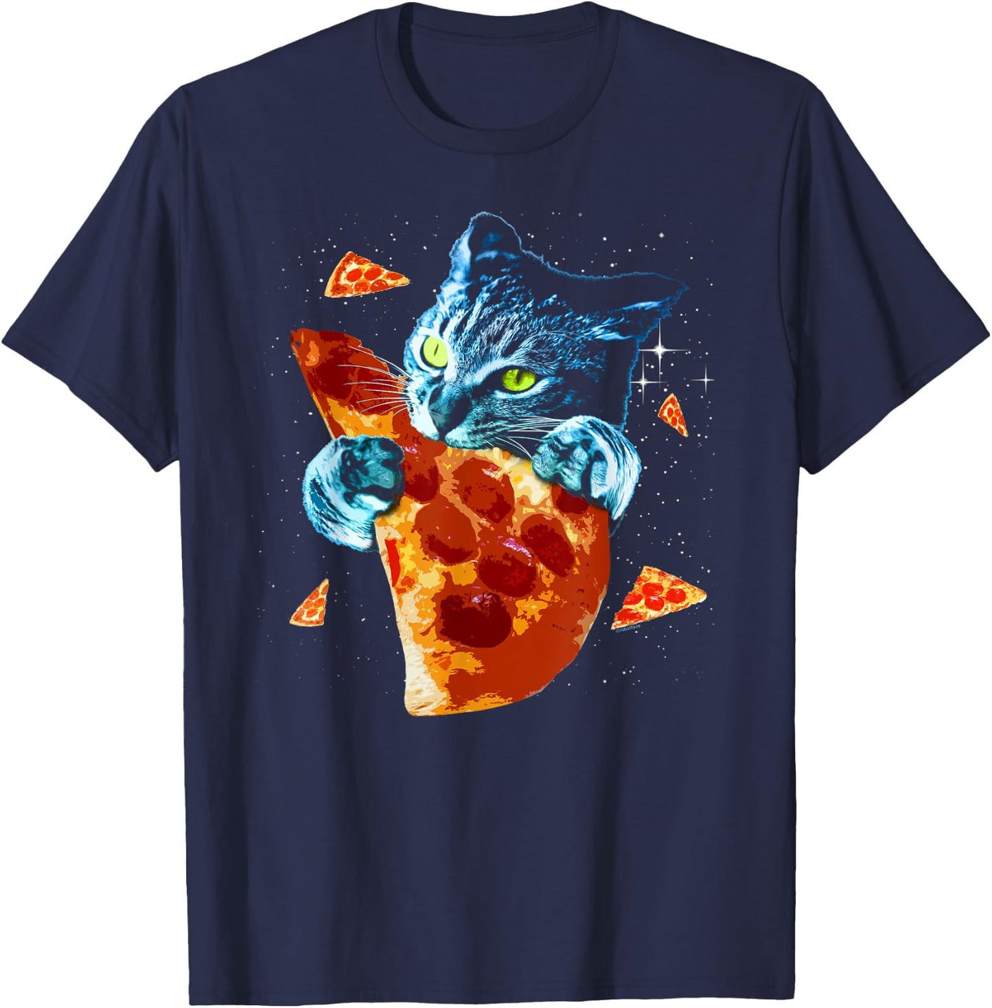 Pizza Cat in Space T-Shirt - T-Shirt | Navy