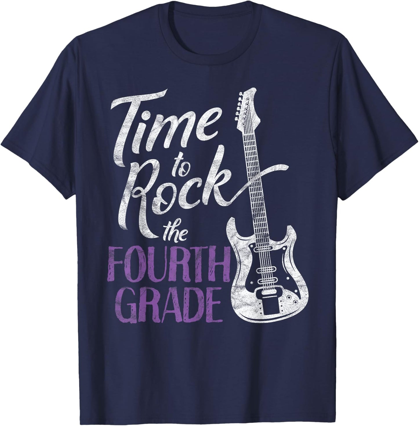 First Day of School Time to Rock the 4th Grade T-Shirt - T-Shirt | Navy