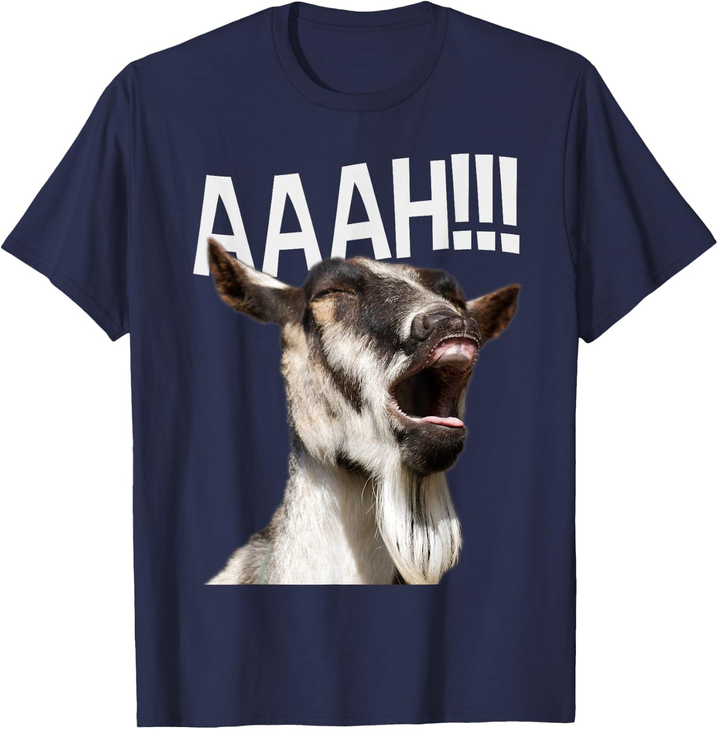 Halloween Screaming Goat AAAH!!! - Funny Crazy Goat T-Shirt - T-Shirt | Navy