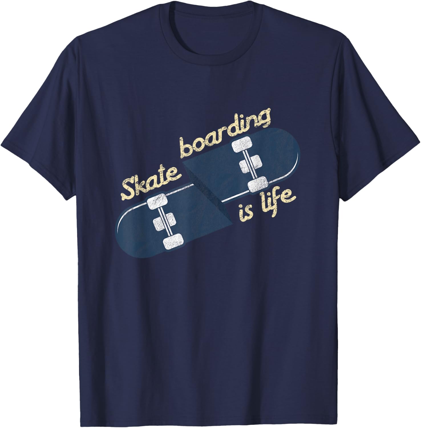 Cool Skater Skateboarding Is Life Skateboard T-Shirt - T-Shirt | Navy