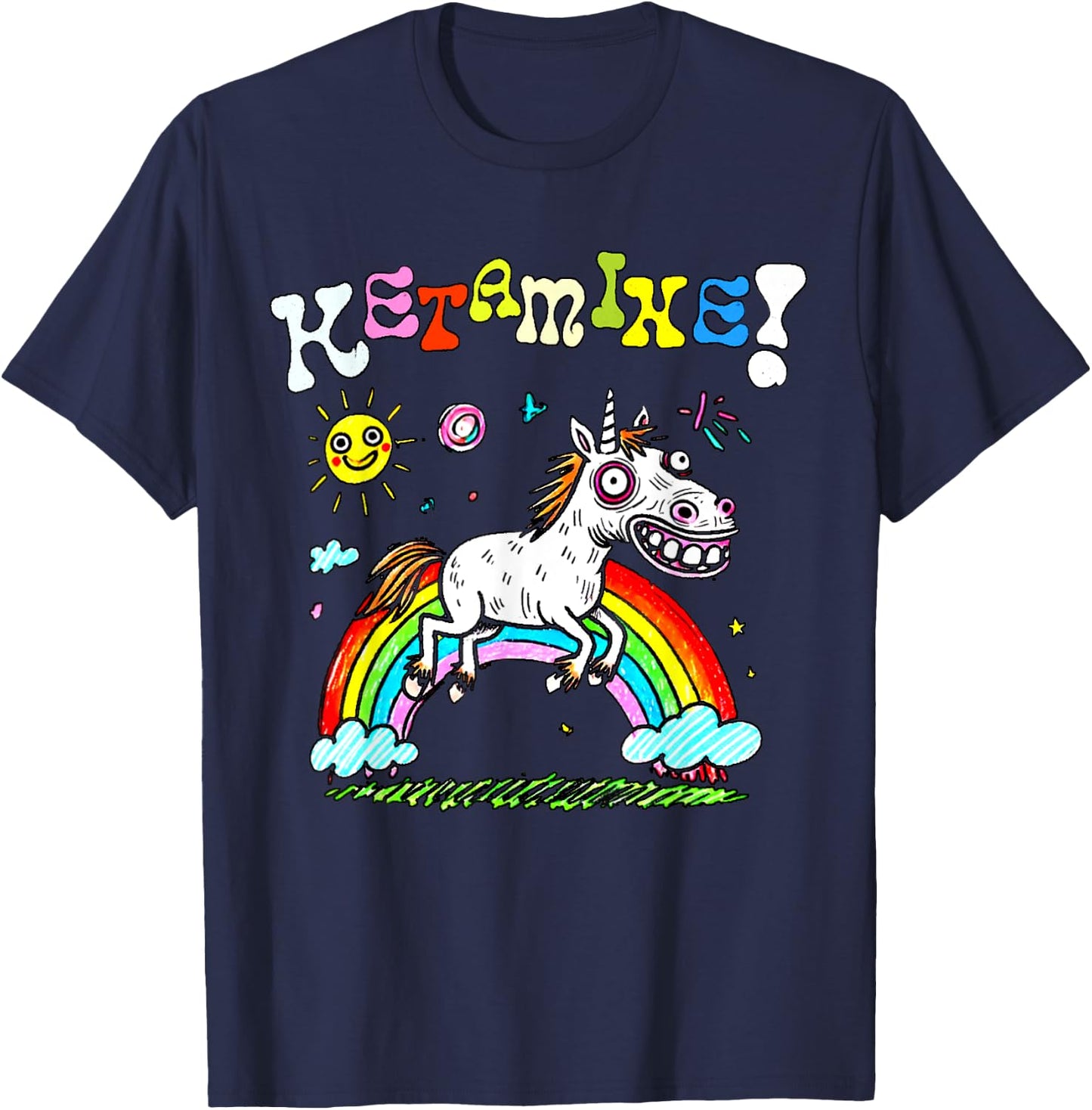 Against Humanity Adult Ketamine Horse Funny Black Small T-Shirt - T-Shirt | Navy