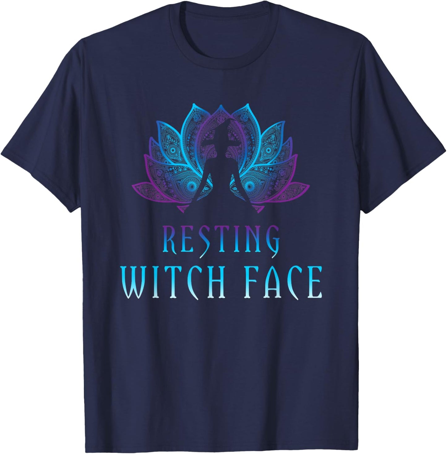 Resting Witch Face Lotus Funny Halloween Yoga Witch Costume T-Shirt - T-Shirt | Navy
