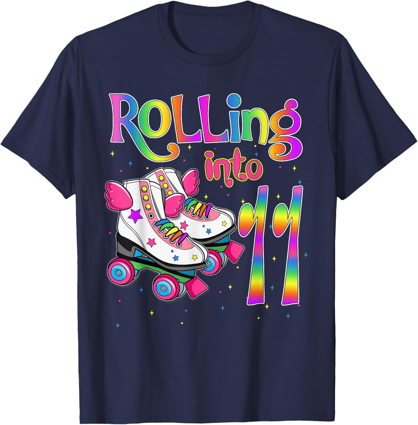 Rolling Into 11 Years Lets Roll I'm Turning 11 Roller Skate T-Shirt - T-Shirt | Navy
