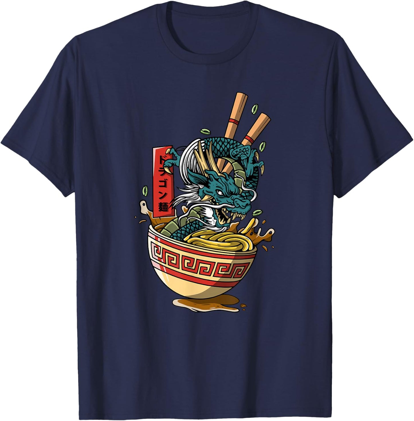 Great Ramen Dragon Kawaii Anime Noodle Japanese Ramen Party T-Shirt - T-Shirt | Navy