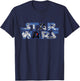 Star Wars Logo Millennium Falcon and Death Star T-Shirt - T-Shirt | Navy