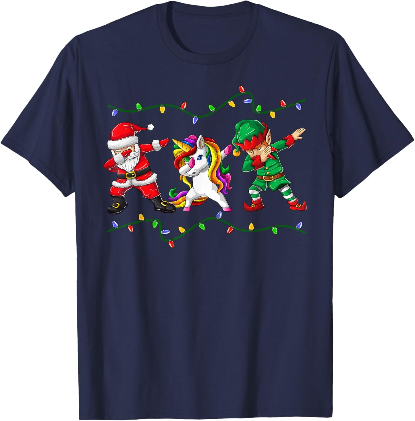 Dabbing Santa Elf Unicorn Christmas Kids Boys Men Xmas Gifts T-Shirt - T-Shirt | Navy