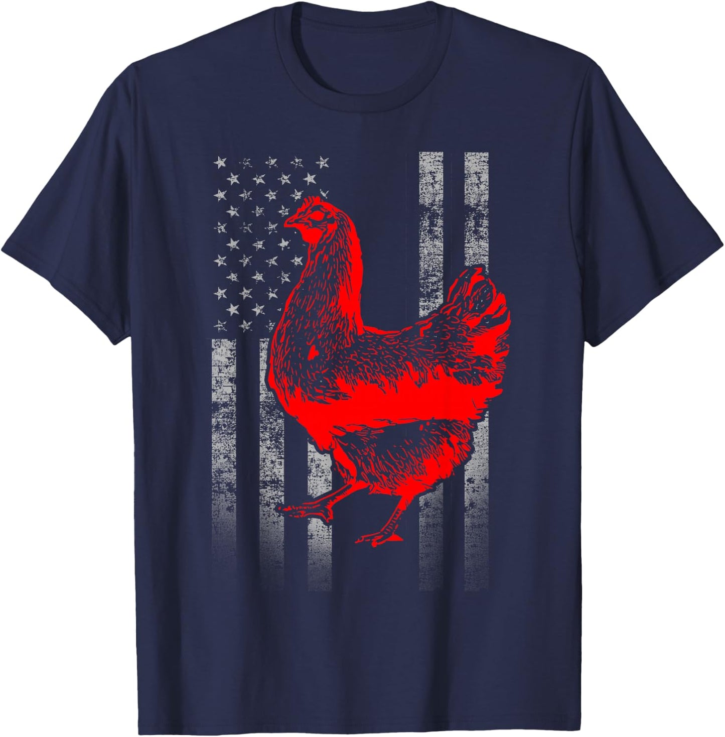 Chicken Farmer Shirt - Cool Chicken Flag T-Shirt - T-Shirt | Navy