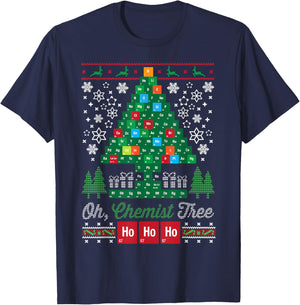 Oh Chemist Tree Merry Christmas Ugly Chemistry T-Shirt - T-Shirt | Navy