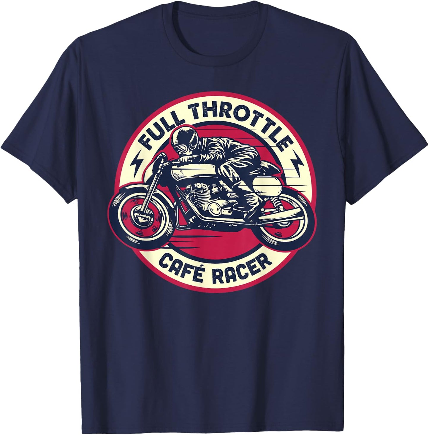Cafe Racer - Full-Throttle - Vintage Motorcycle T-Shirt - T-Shirt | Navy
