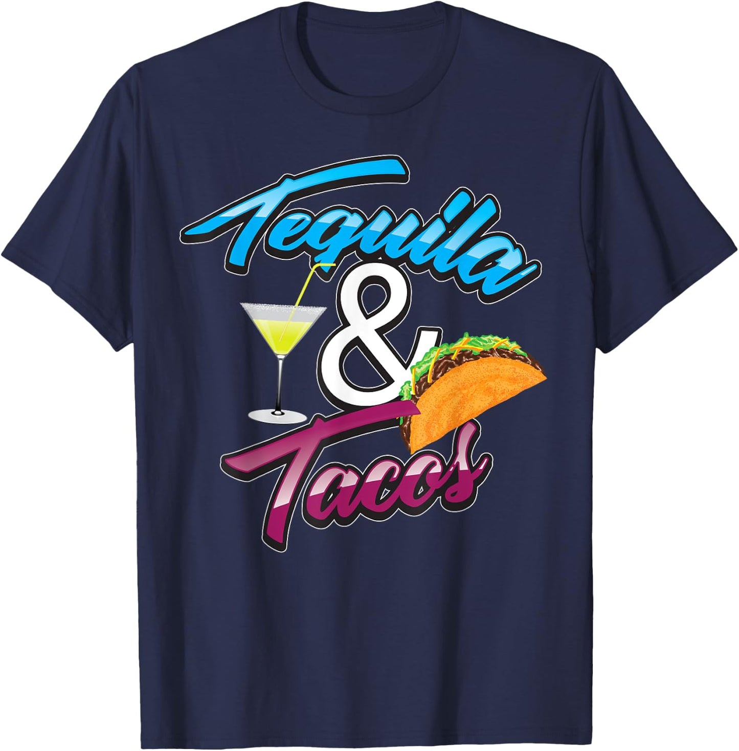 Tequila & Tacos Shirt | Cute Mexican Food Lovers Gift T-Shirt - T-Shirt | Navy