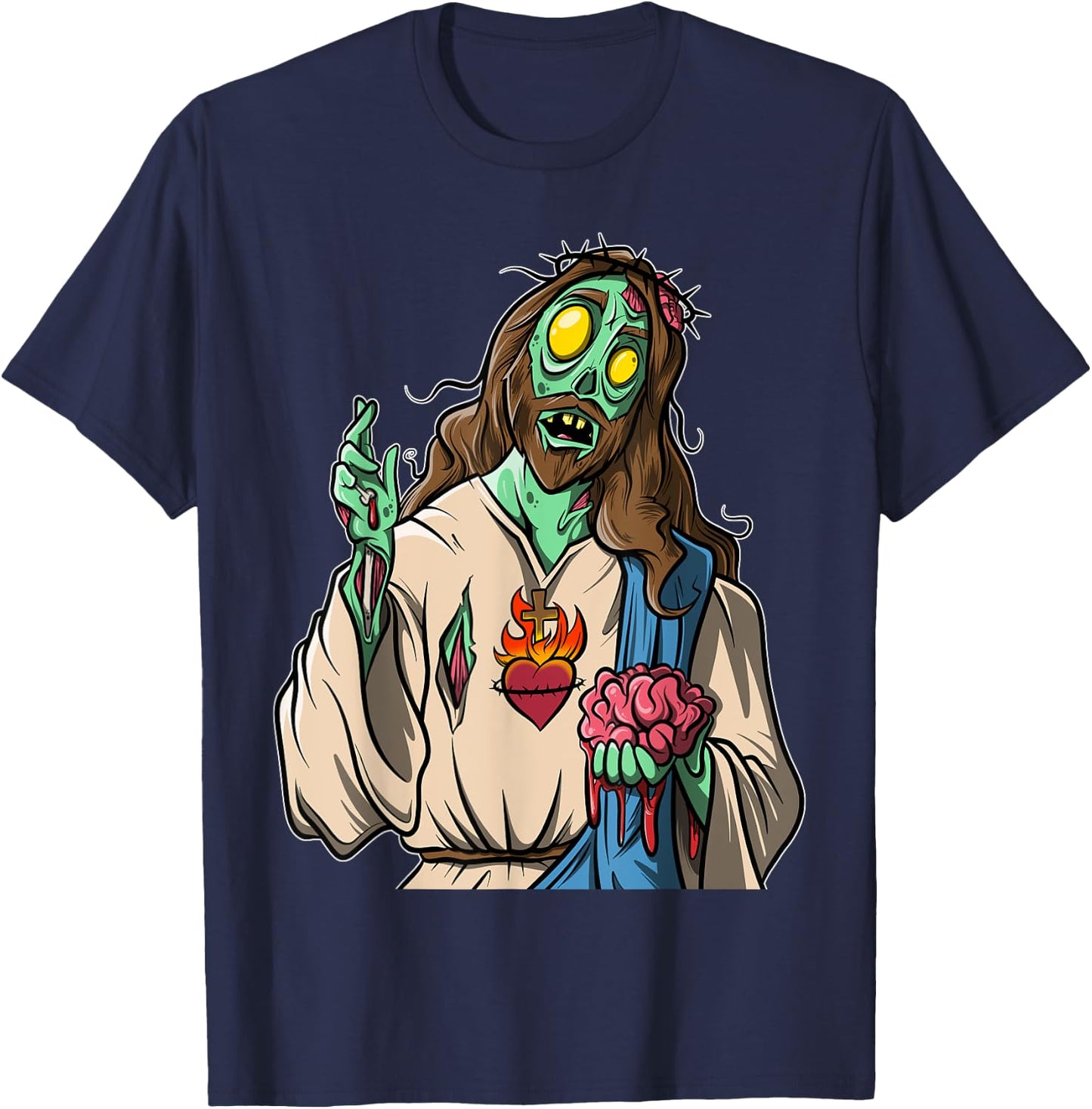 Zombie Jesus Halloween T-Shirt - T-Shirt | Navy