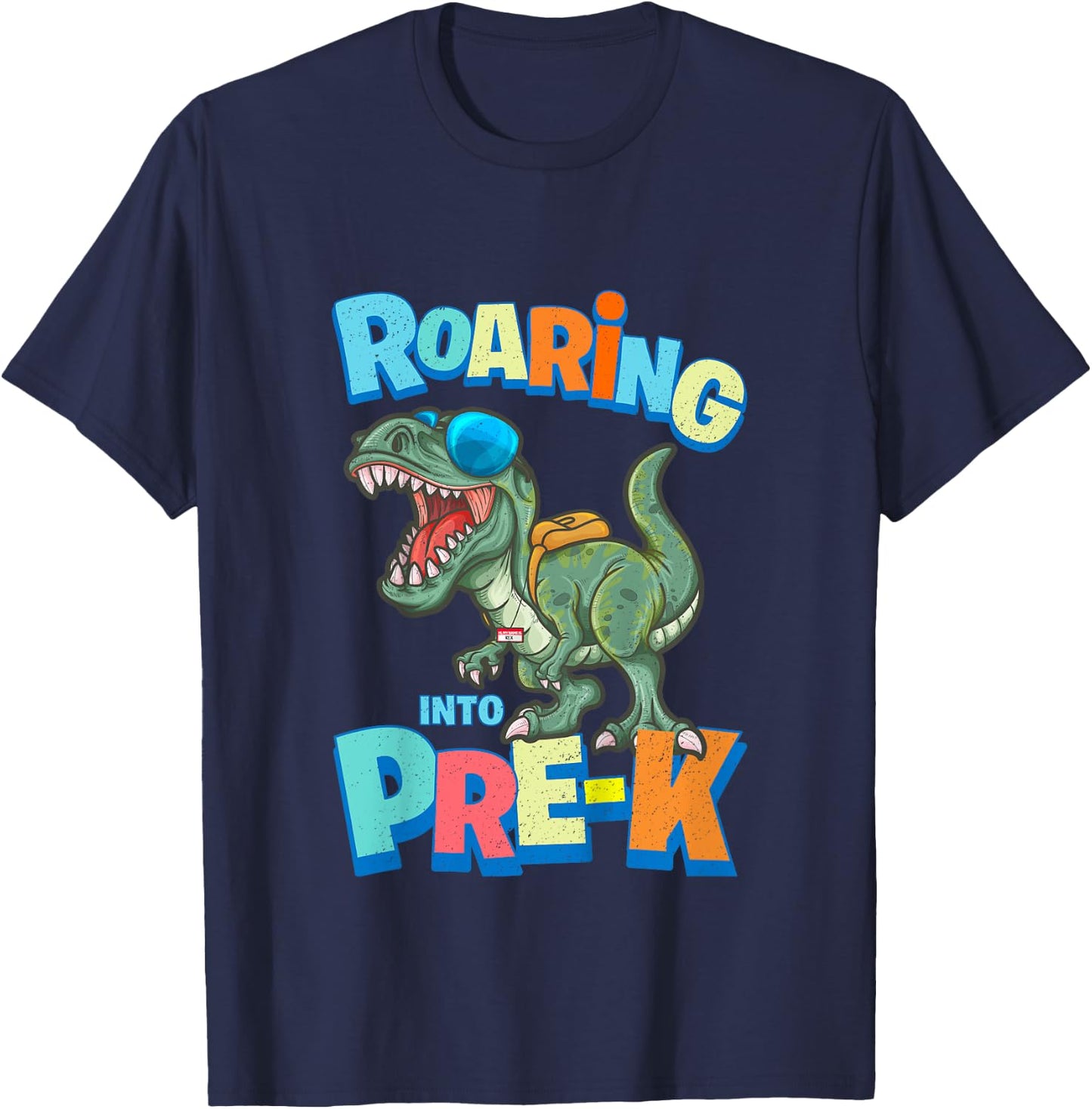 First Day of PRE-K Dinosaur Back to School T Rex Preschool T-Shirt - T-Shirt | Navy