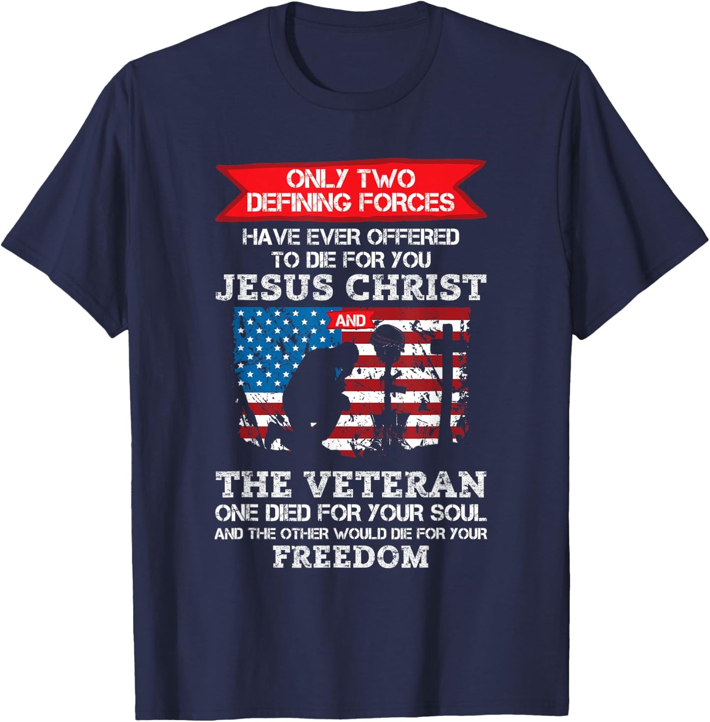 Honor Our Vets, Christian Veterans T-Shirt - T-Shirt | Navy