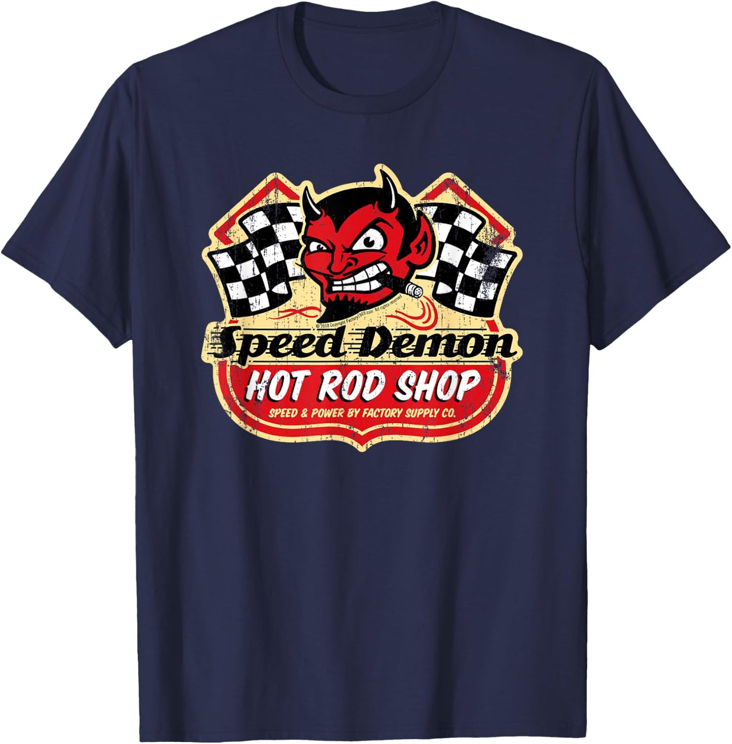 Speed Demon Hot Rod Shop SD002 - Front Graphic T-Shirt - T-Shirt | Navy