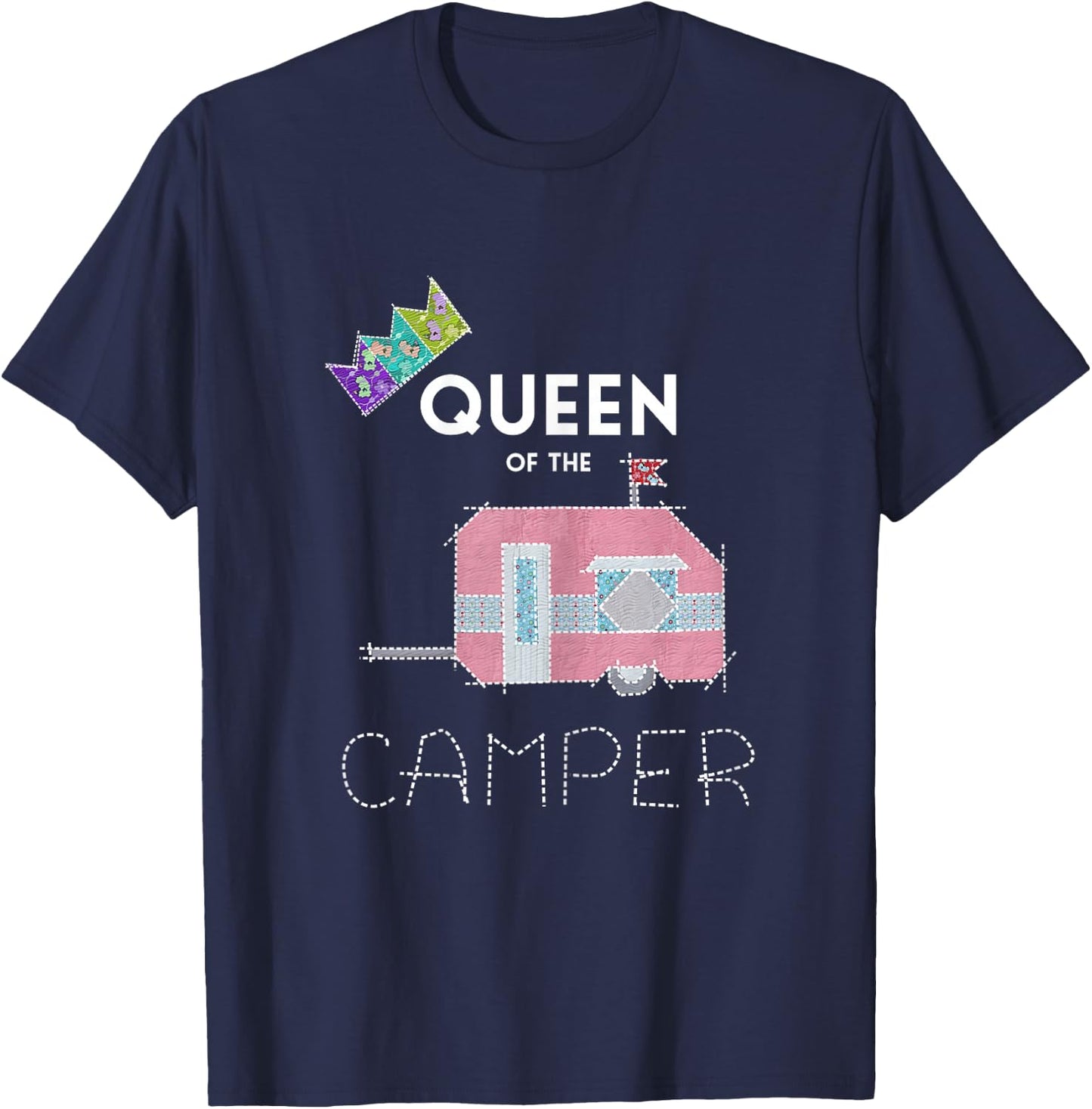 Queen of Camper Funny Camper Gift Fun T-Shirt - T-Shirt | Navy