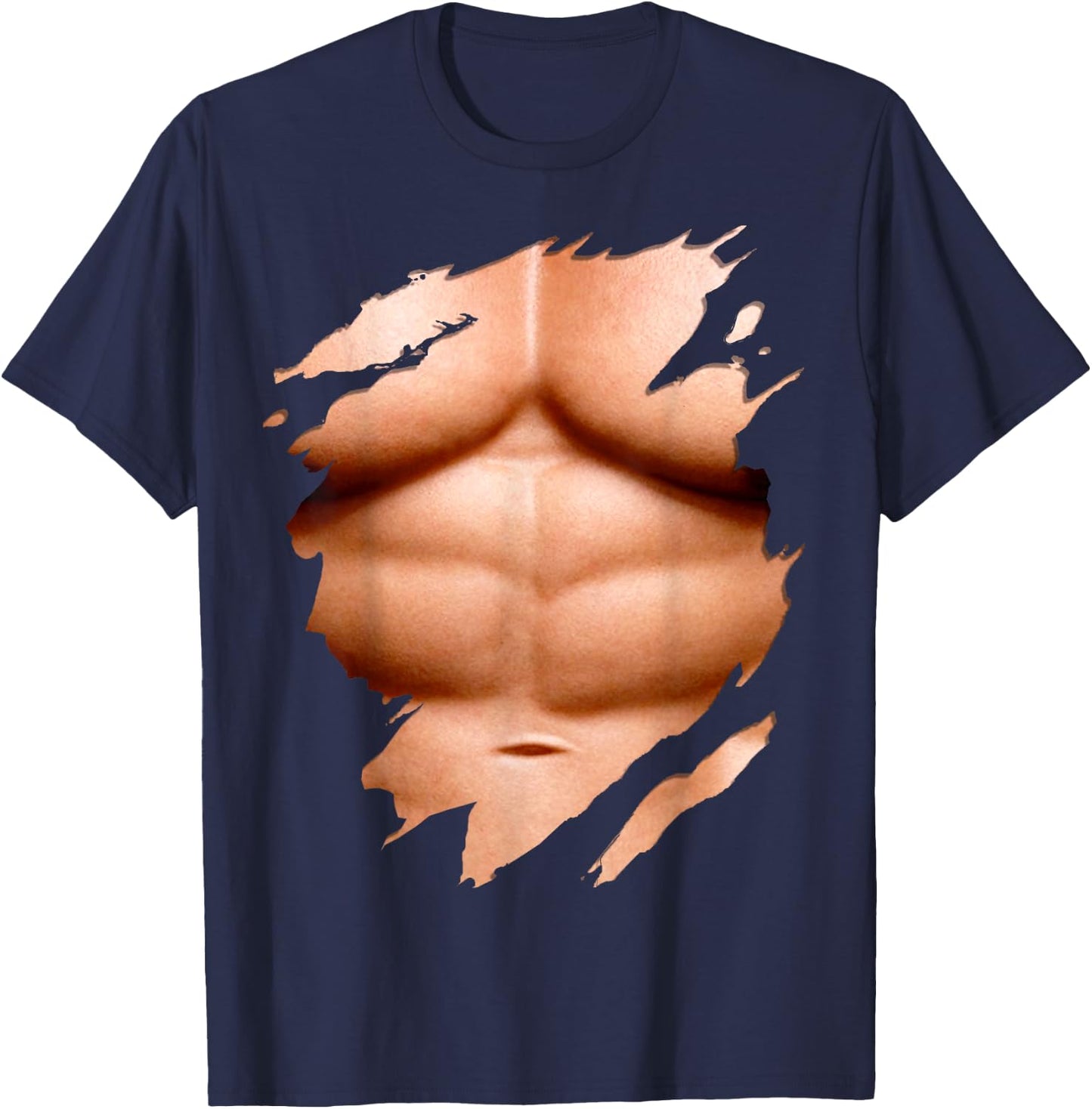 Huge Chest Six Pack Abs Muscles Bodybuilder T-Shirt - T-Shirt | Navy
