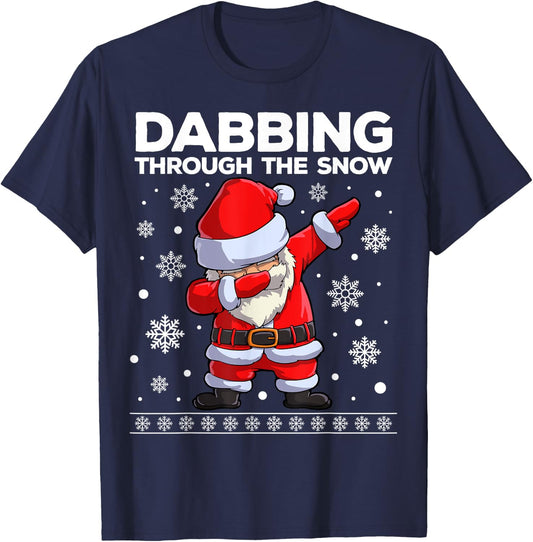 Christmas Santa Dabbing Through The Snow Xmas Boys Men Dab T-Shirt - T-Shirt | Navy