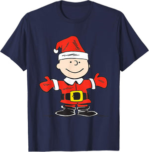 Peanuts Christmas Charlie Brown Santa T-Shirt - T-Shirt | Navy