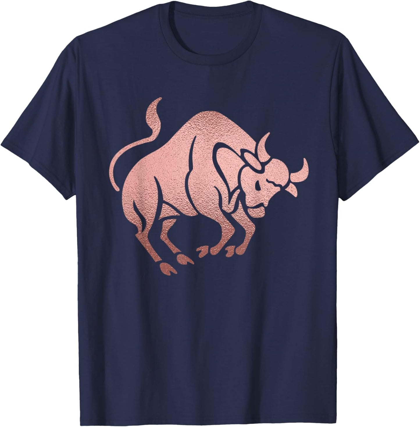Rose Gold Taurus Bull Symbol Zodiac Star Sign T-Shirt - T-Shirt | Navy