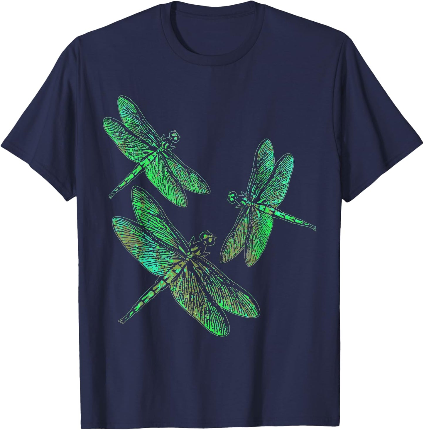 Retro Dragonflies Shirt - Cool Trendy Vintage Print Gift T-Shirt - T-Shirt | Navy