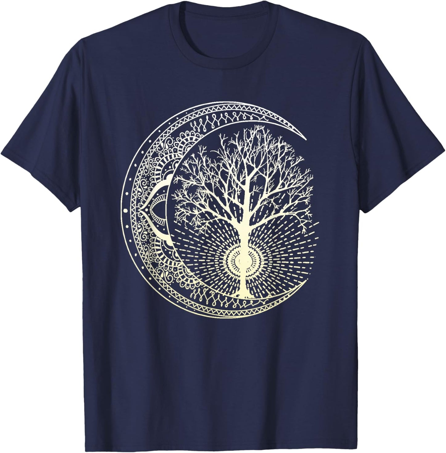Mandala Tree of Life Tattoo Style Shirt T-Shirt - T-Shirt | Navy