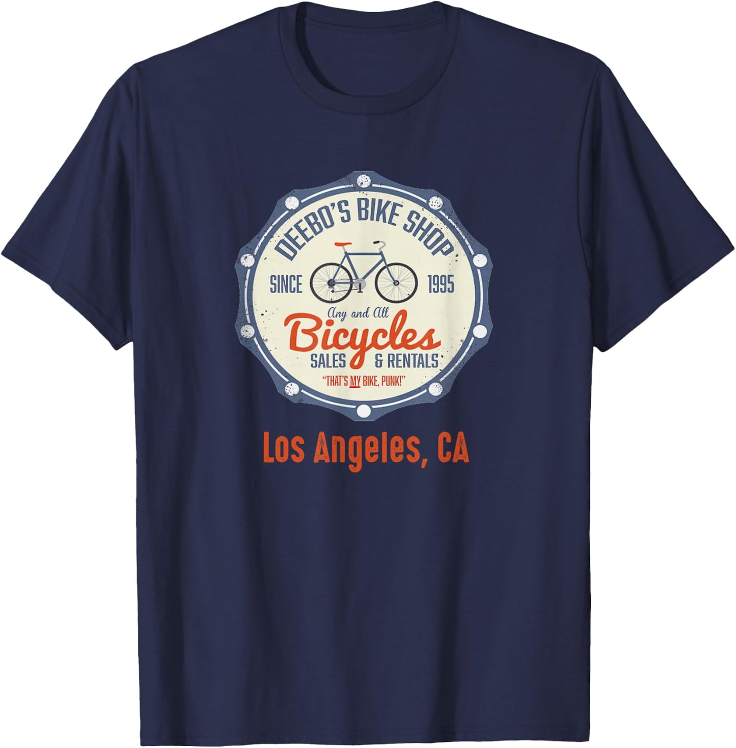 Los Angeles Shirts | Funny DEEBOS BIKE RENTALS Joke Shirt T-Shirt - T-Shirt | Navy