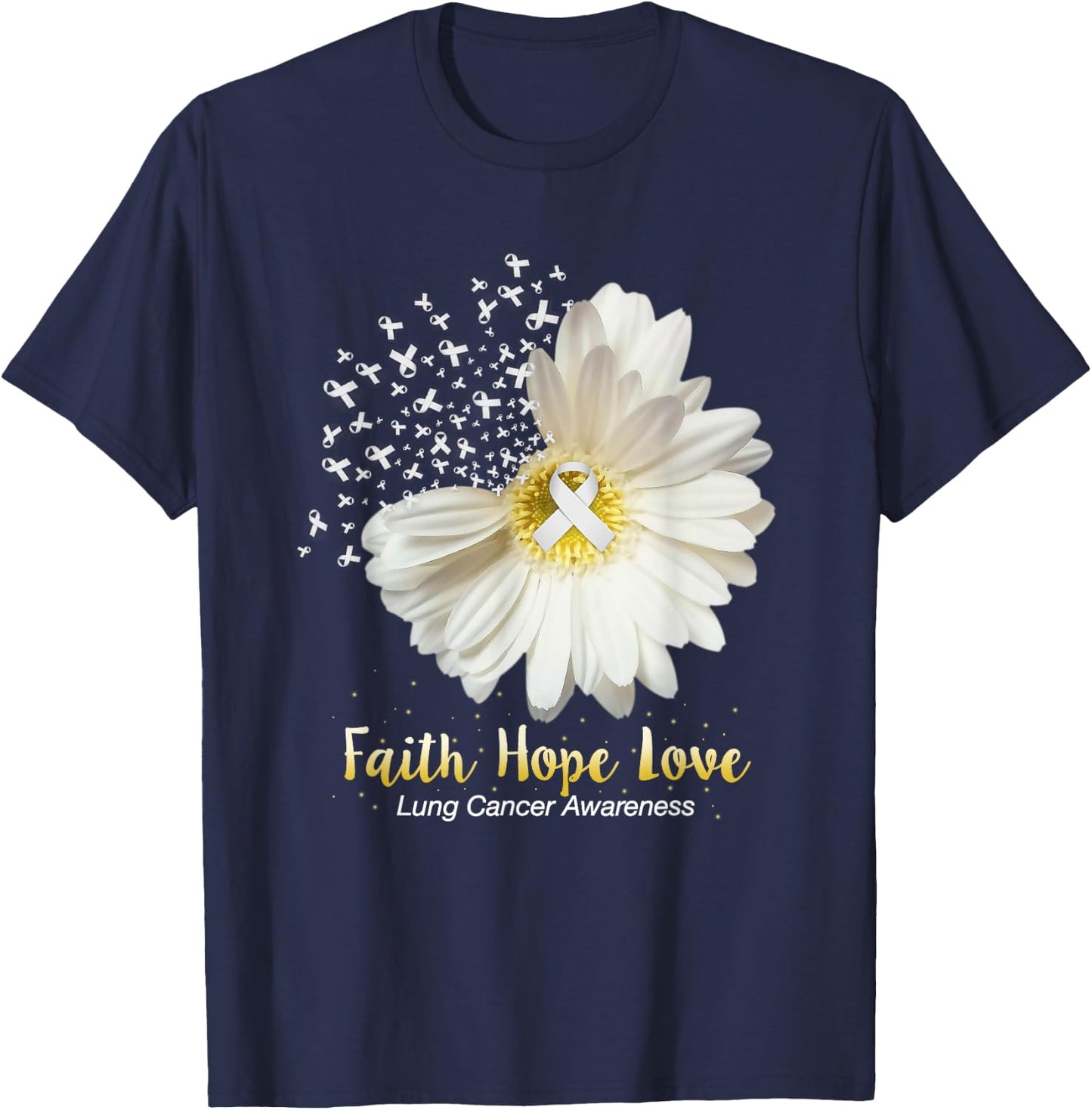 Faith Hope Love Lung Cancer Awareness Gifts T-Shirt - T-Shirt | Navy