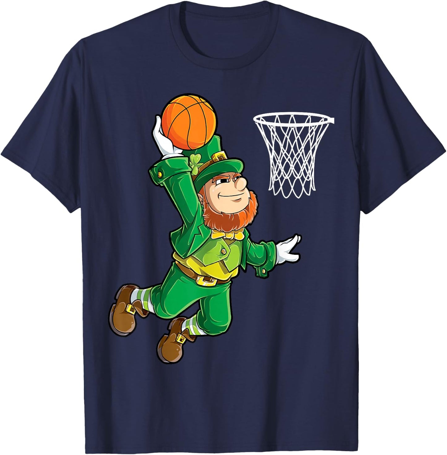 Leprechaun Basketball Dunk St Patricks Day Boys Men Sports T-Shirt - T-Shirt | Navy