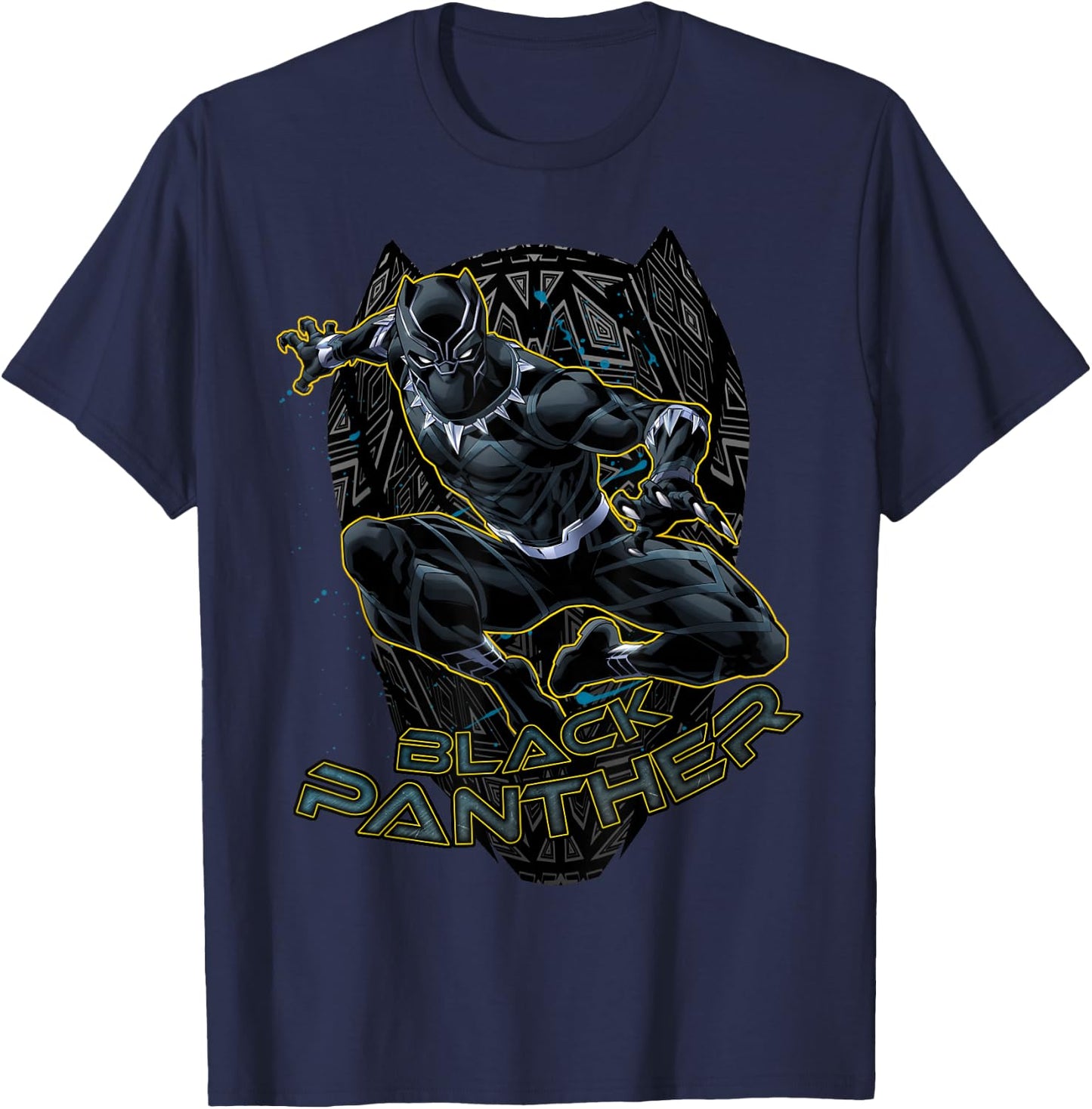 Marvel Black Panther Gold Trimmed Pounce Graphic T-Shirt - T-Shirt | Navy