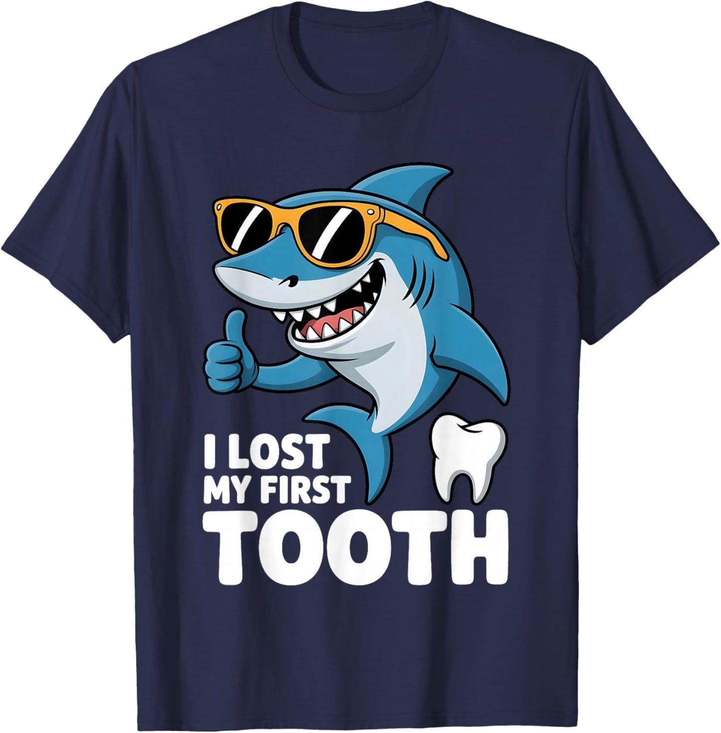 I Lost My First Tooth Kids Tooth Fairy Funny Shark Boy T-Shirt - T-Shirt | Navy