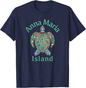 Anna Maria Island Tribal Turtle Gift T-Shirt - T-Shirt | Navy