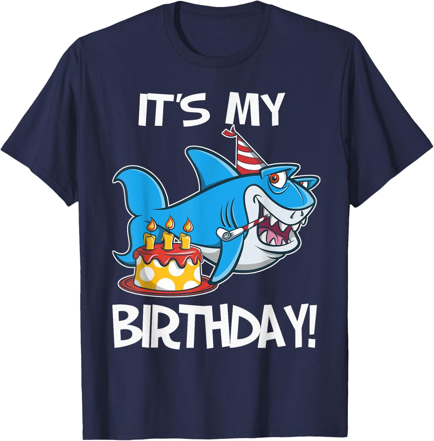 It's My Birthday Shark T Shirt Gift Girls Boys Adults T-Shirt - T-Shirt | Navy