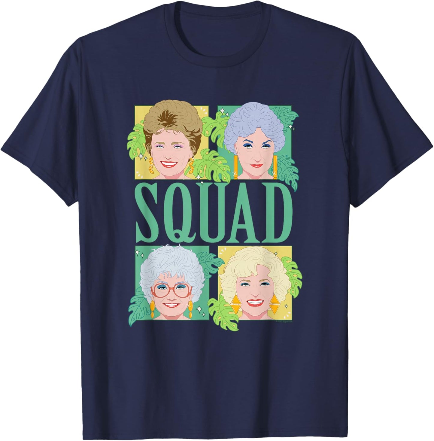 The Golden Girls Illustrated Squad Character Grid TV Show T-Shirt - T-Shirt | Navy