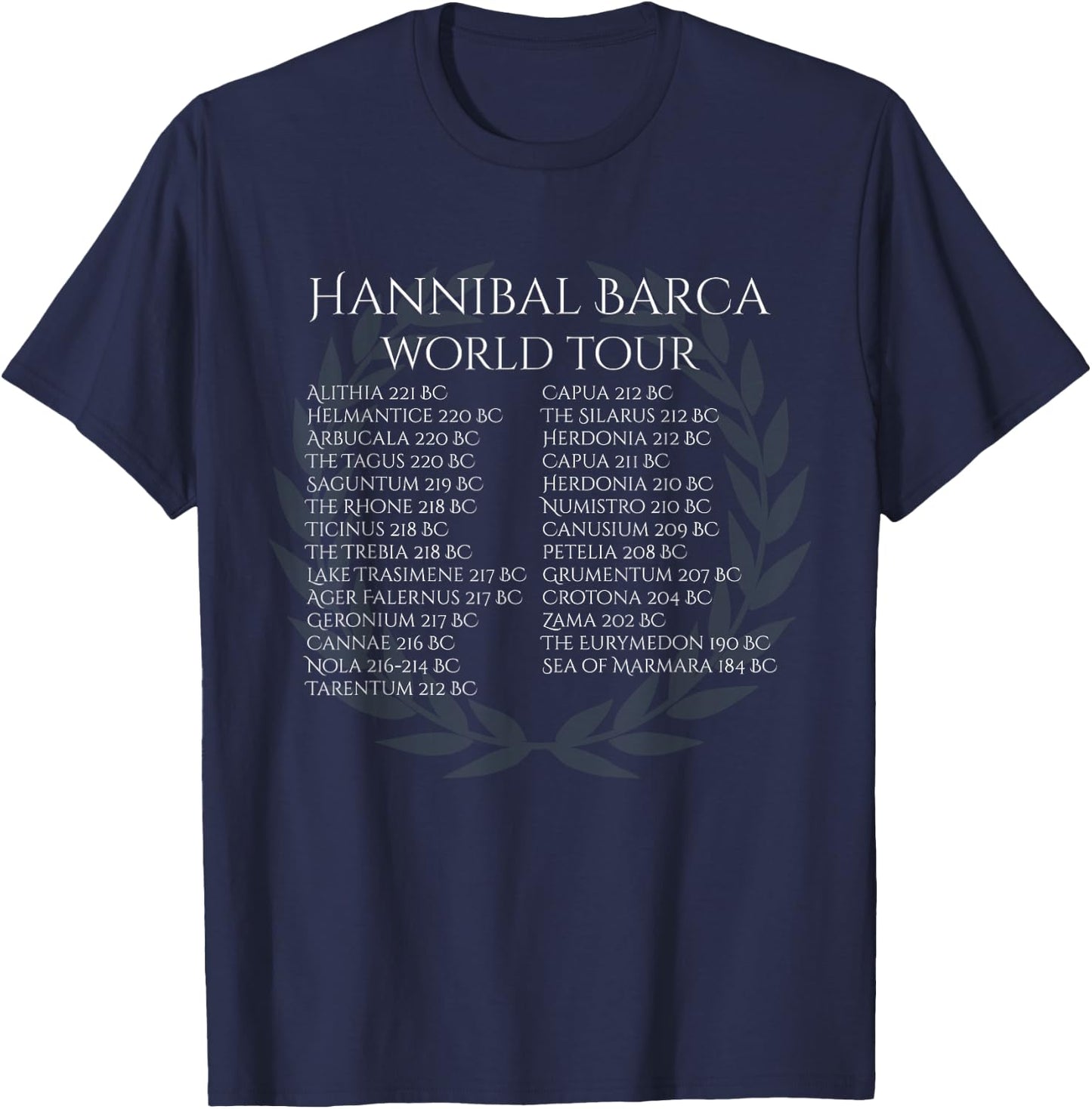 Hannibal Barca World Tour Punic Wars History T-Shirt - T-Shirt | Navy