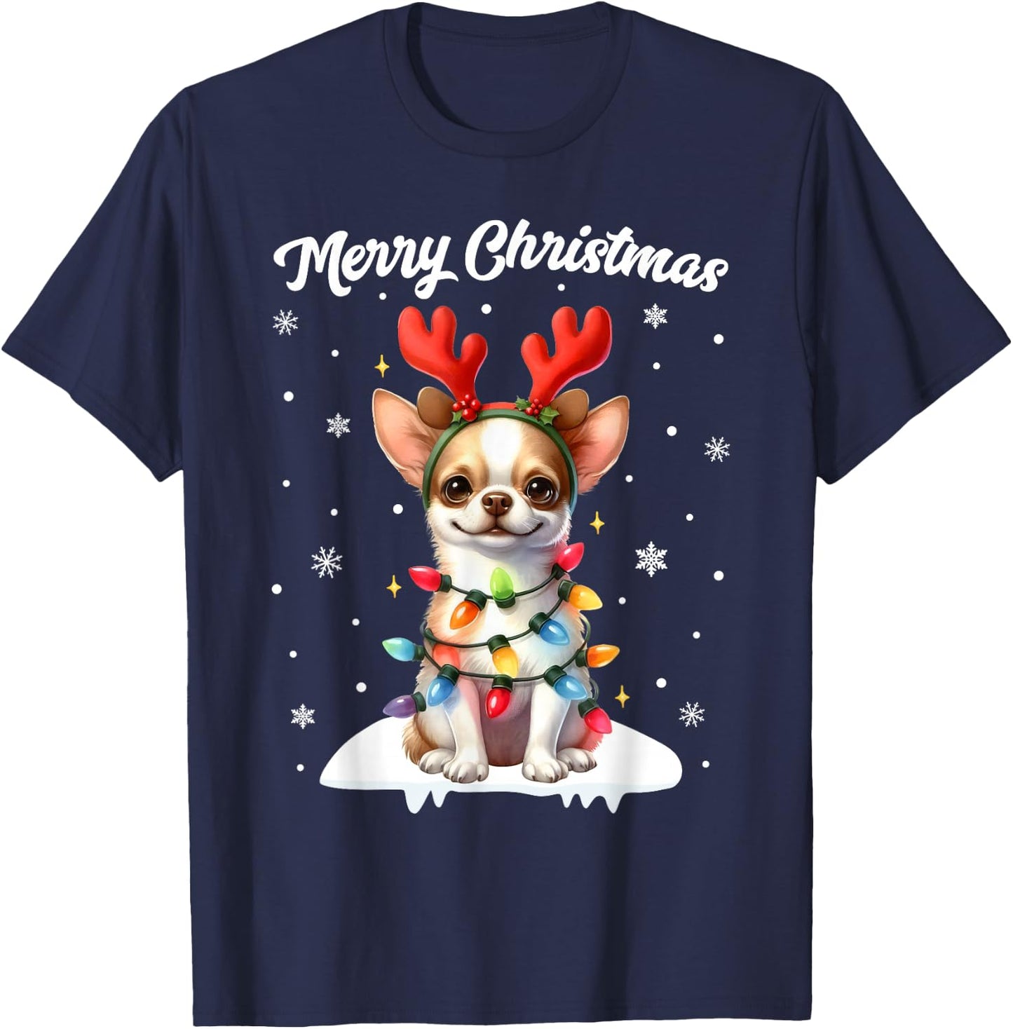 Christmas Pajamas Men Women Kids Christmas Chihuahua Dog T-Shirt - T-Shirt | Navy
