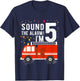 Fire Truck 5th Birthday Boy 5 Year Old Firefighter T-Shirt - T-Shirt | Navy